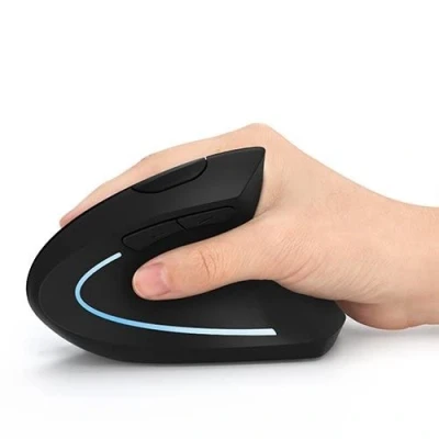 Afbeelding van ONELY Ergonomische Verticale USB Oplaadbare Draadloze Muis Optisch,Hoge Precisie Optische Uithoudingsvermogen voor PC/Mac,Zwart