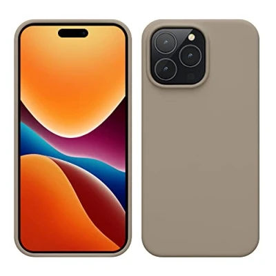 Afbeelding van kwmobile telefoonhoesje geschikt voor Apple iPhone 14 Pro Max Hoesje met siliconen coating Smartphone case in taupe