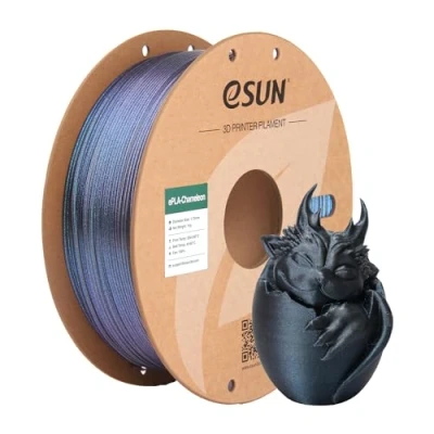 Afbeelding van eSUN Chameleon PLA filament 1,75 mm, met pailletten, geleidelijke kleurverandering, maatnauwkeurigheid +/ 0,05 spoel van 1 kg (2,2 lbs) voor 3D printers, tech, zwart