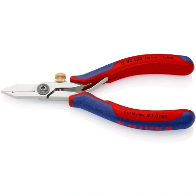 Image de KNIPEX 11 82 130 ciseaux à dénuder pour l&#039;électronique avec poignées multi composants 140 mm