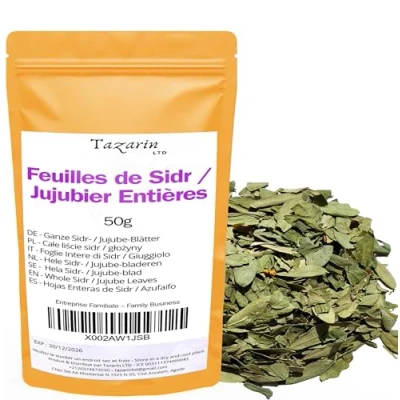 Image de TazarinLtd 50 g de Feuilles entières jujubier/sidr séchées Arôme et goût intenses 100 % naturel, pur sans additifs Qualité supérieure