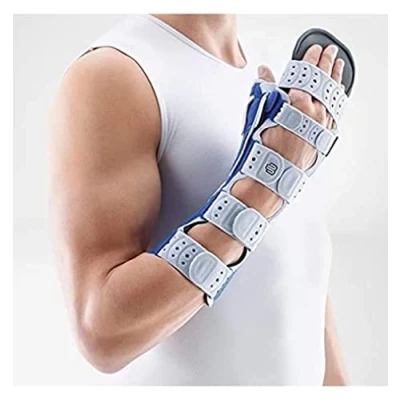 Afbeelding van Bauerfeind ManuLoc Rhizo Polsbrace 3 Links Grijs Long Plus