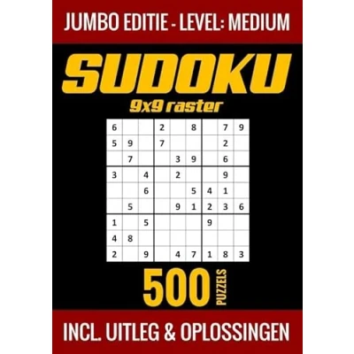 Afbeelding van Sudoku Medium Jumbo Editie 500 Puzzels Incl. Uitleg en Oplossingen