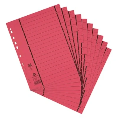 Image de Elba intercalaires avec perforation, format a4 extra large, rouge, en carton manila, 250 g m2, lignes 1 10 imprimées noir,