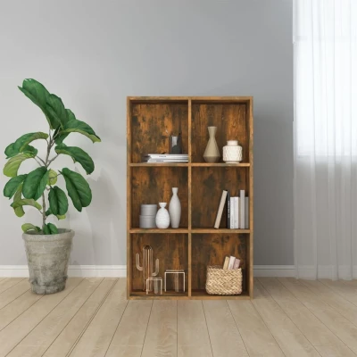 Afbeelding van Boekenkast/dressoir 66x30x98 cm bewerkt hout gerookt eikenkleur