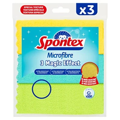 Afbeelding van SPONTEX Magic Effect 3 microvezeldoeken nieuwe generatie microvezel duurzaam ideaal om af te vegen