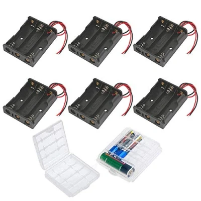 Afbeelding van GTIWUNG 6 stuks AA batterijhouder, zwarte batterij opbergdoos houder, batterijhouder doos, 3 x 1,5 V