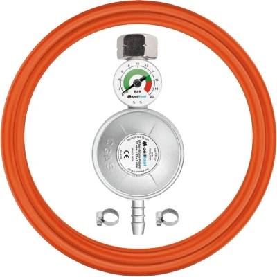 Afbeelding van Cellfast Gasregelaar met manometer, slang 2 x band KIT