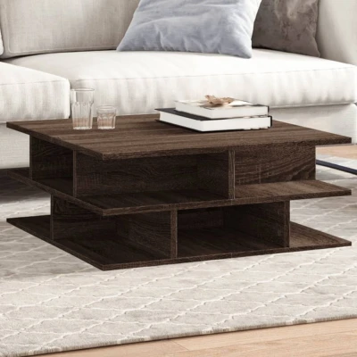 Afbeelding van Salontafel 70x70x29 cm bewerkt hout bruin eikenkleur