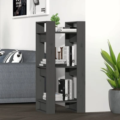 Afbeelding van Boekenkast/kamerscherm 41x35x91 cm massief grenenhout grijs
