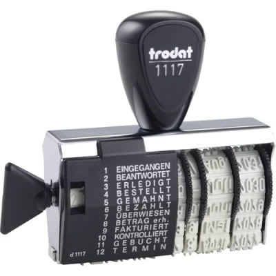 Afbeelding van Trodat Classic Line 1117 met datum en 12 instelbare teksten