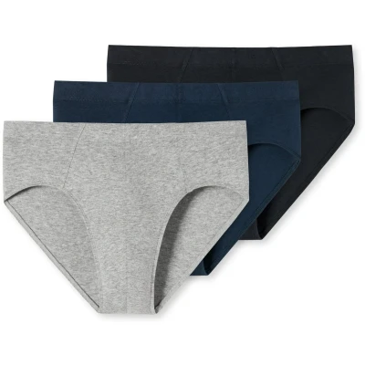 Afbeelding van Schiesser 3PACK Slips Supermini Organic Cotton 95/5 Essentials Slip, Heren, Maat: Medium, Dark blue/grey/black
