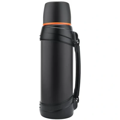 Afbeelding van Olerd 2,5 liter thermosfles, roestvrij staal, thermosfles met 2 bekers, dubbelwandige isolatie, voor camping, 24 uur, warm en koud, zwart