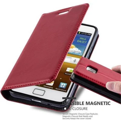 Afbeelding van Cadorabo Hoesje geschikt voor Samsung Galaxy S2 / PLUS in APPEL ROOD Beschermhoes met magnetische sluiting, standfunctie en kaartvakje Book Case Cover Etui
