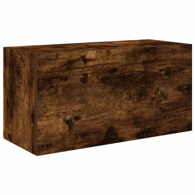 Afbeelding van Badkamerwandkast 60x25x30 cm bewerkt hout gerookt eikenkleurig
