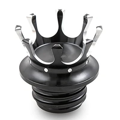 Afbeelding van APEBAZY Motorfiets Brandstoftankdop CNC Crown Oliedoppen voor Sportster XL1200 883 48 Softail Dyna FXD FLST Road King 1996 2021 Zwart/Zilver