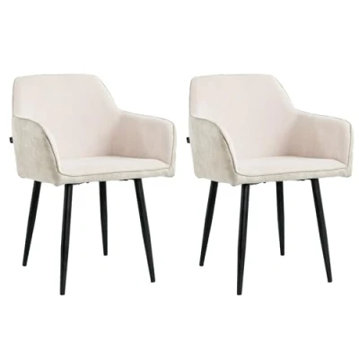 Afbeelding van Lina® Tony Eetkamerstoel Beige Set van 2 Ribstof