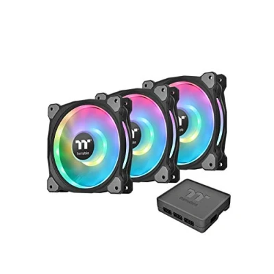 Afbeelding van Thermaltake Riing Duo 14 RGB LED Fan 140mm Set van 3 (140 mm, 3 x), PC ventilator, Zwart