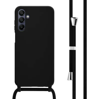 Afbeelding van iMoshion hoesje Geschikt voor Samsung Galaxy A15 (5G) / (4G) met koord Siliconen Zwart