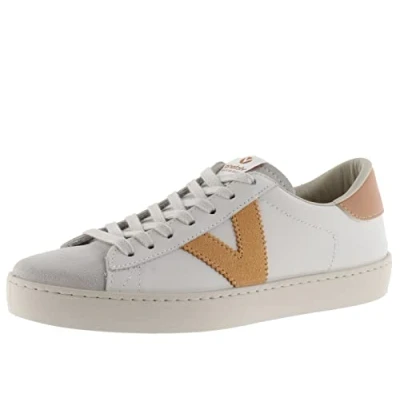 Afbeelding van Victoria Unisex Lage Sneakers Berlijn Leer &amp; Onderdelen Contrast Lederen Korst Teen 1126142 voor Volwassenen, melocoton