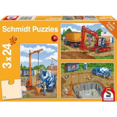 Afbeelding van Schmidt 3 in 1 Puzzel Op De Bouwplaats Junior Karton 4 delig