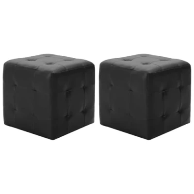 Image de vidaXL Poufs 2 pcs Noir 30 x cm Similicuir