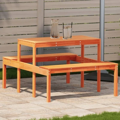 Afbeelding van Picknicktafel 110x134x75 cm massief grenenhout wasbruin