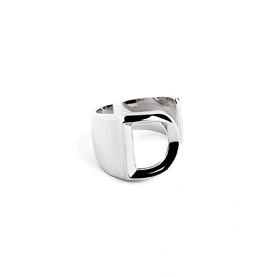 Afbeelding van SINGULARU Gepersonaliseerde zegelring van zilver, letter en bladwijzer stevige verstelbare letterring messing ring met gerhodineerde afwerking één maat sieraden voor vrouwen, Messing, Geen