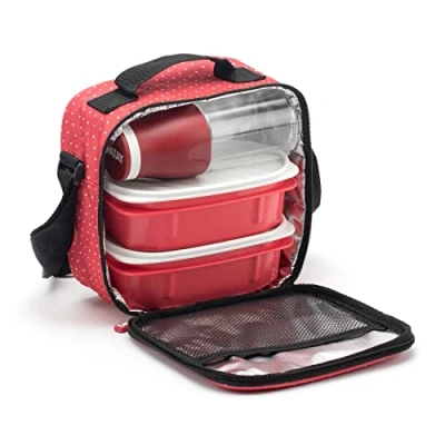 Afbeelding van TATAY Koeltas voor lunch, inhoud 3 l, met 4 luchtdichte kunststof dozen (2 x 0,5 2 0,2 l), BPA vrij, zwart, afmetingen 22,5 10 22 cm