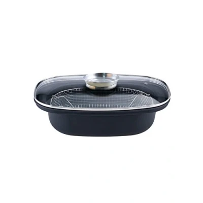 Afbeelding van GSW Aroma braadpan met draadinzet 39 x 25 cm 4 liter, Pan + steelpan, Zwart