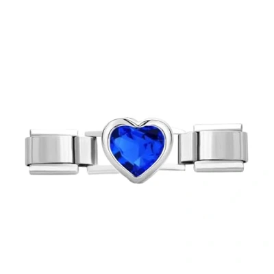 Afbeelding van Quiges Schakel Bedel 9mm charms Kleurrijk Blauw Hart Geschikt voor Nomination armband Schakelarmband italy bedels