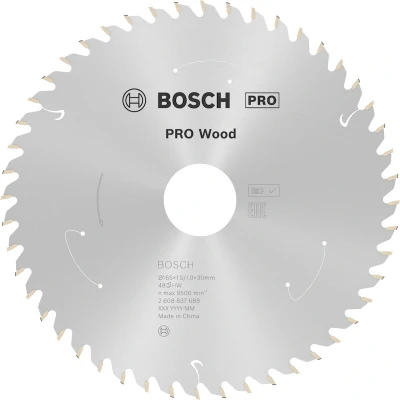 Afbeelding van Bosch Accessories 2608837689 Hardmetaal cirkelzaagblad 165 x 30 mm Aantal tanden: 48 1 stuk(s)