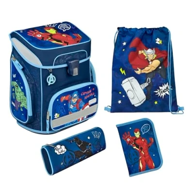 Afbeelding van Scooli Schooltas EasyFit Schulranzen Set 5 delig Avengers Donkerblauw