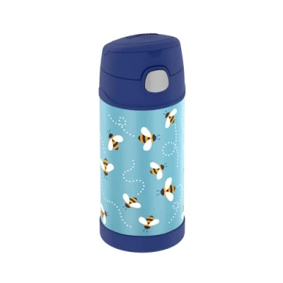 Afbeelding van THERMOS Kids FUNTAINER STRAW BOTTLE Thermosfles voor kinderen van roestvrij staal met rietje, 12 uur koud, uur, volledig waterdicht, school, kleuterschool, pauzes, 0,35 l