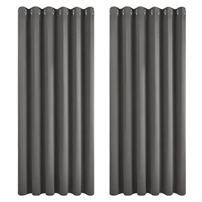 Afbeelding van Deconovo Thermo isolerende verduisteringsgordijnen, voor woonkamer en slaapkamer, modern design met oogjes, 229 x 274 cm (breedte hoogte), donkergrijs, 2 stuks