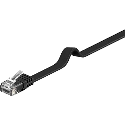 Afbeelding van PremiumCord Platte netwerkkabel, ethernet, LAN en patch Cat6, UTP, snel, flexibel robuust, RJ45 kabel, 1 Gbit/s, AWG30/7, 100% Cu koperen zwart, m