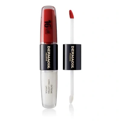 Afbeelding van NIEUWE Dermacol 16 uur lipkleur, hoge pigmentatie lipgloss, bifasische anti kus lipmake up met matte en glanzende afwerking, nr. 34, levendig