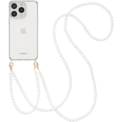 Afbeelding van imoshion Hoesje Geschikt voor iPhone 15 Pro Max met koord Backcover + armband Parels 2.0 transparant