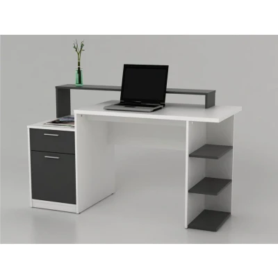 Afbeelding van Bureau met opbergruimtes ZACHARIE Wit en grijs L 138 cm x H 82.5 D 60