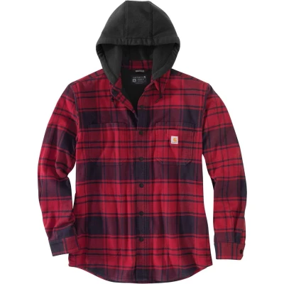 Afbeelding van Carhartt Jacke Flannel Fleece Lined Hooded Shirt Jac Oxblood M