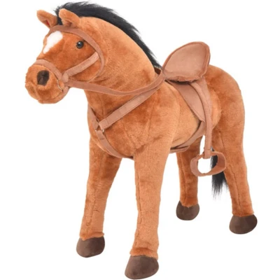 Afbeelding van vidaXL Staand knuffelpaard pluche bruin