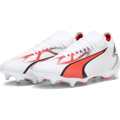 Afbeelding van Puma Ultra Match MXSG Voetbalschoenen met metalen noppen, Heren, Maat: 42, White/black/fire orchid Kunststof/ textiel