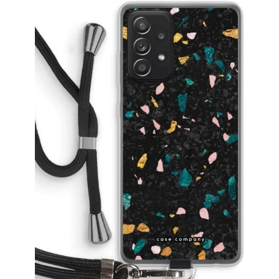 Afbeelding van Case Company® hoesje met Koord geschikt voor Samsung Galaxy A52s 5G Terrazzo N10 Telefoonhoesje Zwart Bescherming aan alle Kanten en Over de Schermrand