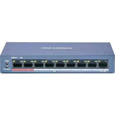 Afbeelding van Hikvision DS 3E0109P E/M Pro serie 8 poort Fast Ethernet Smart unmanaged POE switch