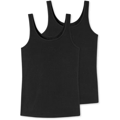 Afbeelding van Uncover by Schiesser Tanktop met bandjes 2 pack zwart Dames Onderhemd