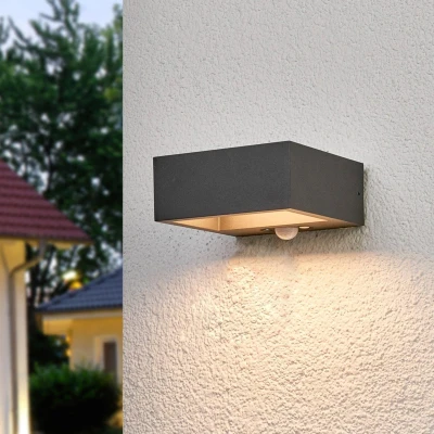 Afbeelding van Lucande solar buitenlamp 1licht aluminium, kunststof H: 6 cm granietgrijs, wit Inclusief lichtbron