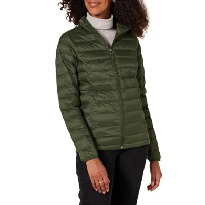 Image de Amazon Essentials Veste matelassée légère à manches longues, imperméable et pliable (disponible en grande taille) pour femme, olive (taille XXL)
