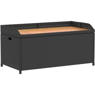 Afbeelding van Opbergbankje 100x50x52 cm poly rattan en acaciahout zwart