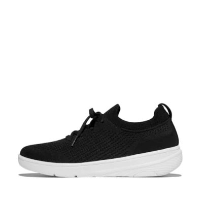 Afbeelding van Fitflop Super q Knit Slip on Laced Sneakers Dames, zwart., 40 EU