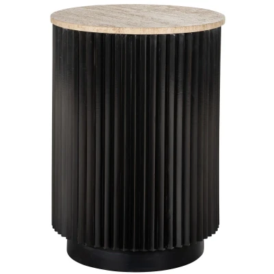 Afbeelding van Richmond Interiors Hampton Travertijn Bijzettafel Ø45 cm